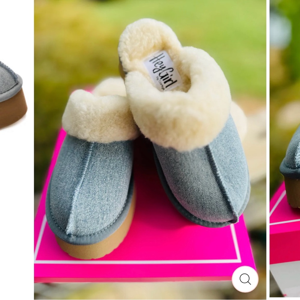 Corkys Hey GirlCuddle Up Light Blue Denim Slippers Worn twice some wear bottoms